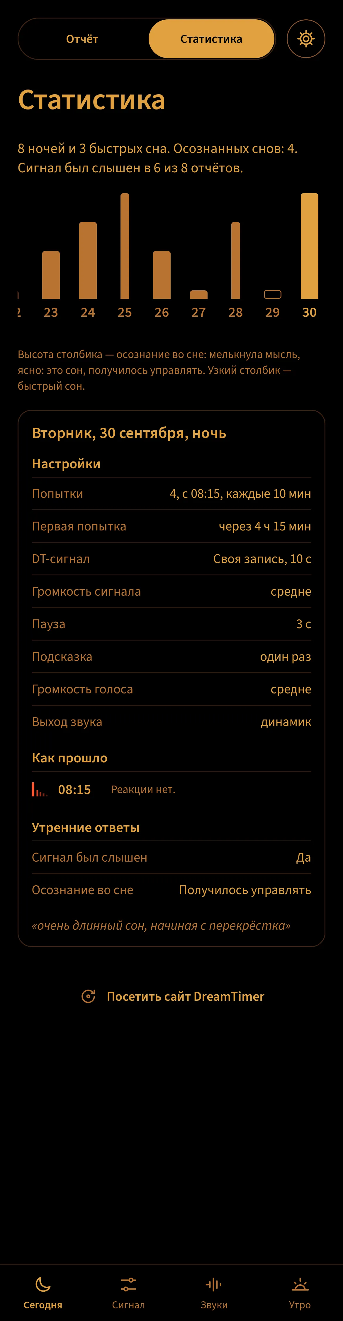 Экран «Статистика»